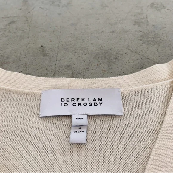 10 Crosby Derek Lam V-Neck Asymmetrical Silk, Wool & Cashmere Sweater - Picture 2 of 6